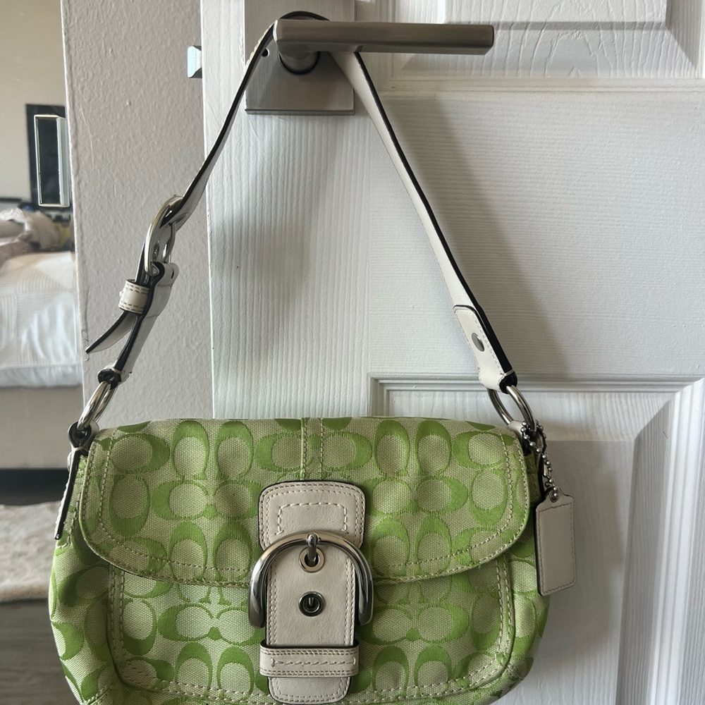 Coach Lime Green Signature Shoulder Bag